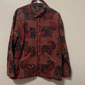 Vintage Orvis button embroidered elephant jacket